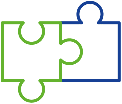Pictogramme de deux pièces de puzzle