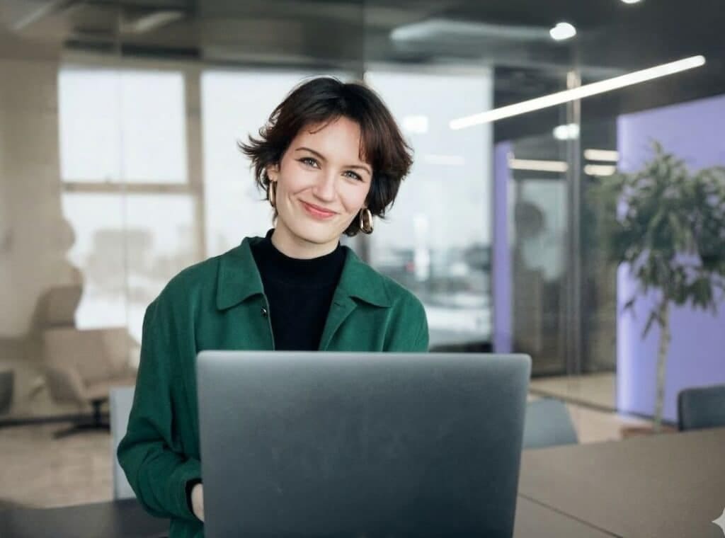 Étudiante travaillant sur un projet de transformation numérique et management digital