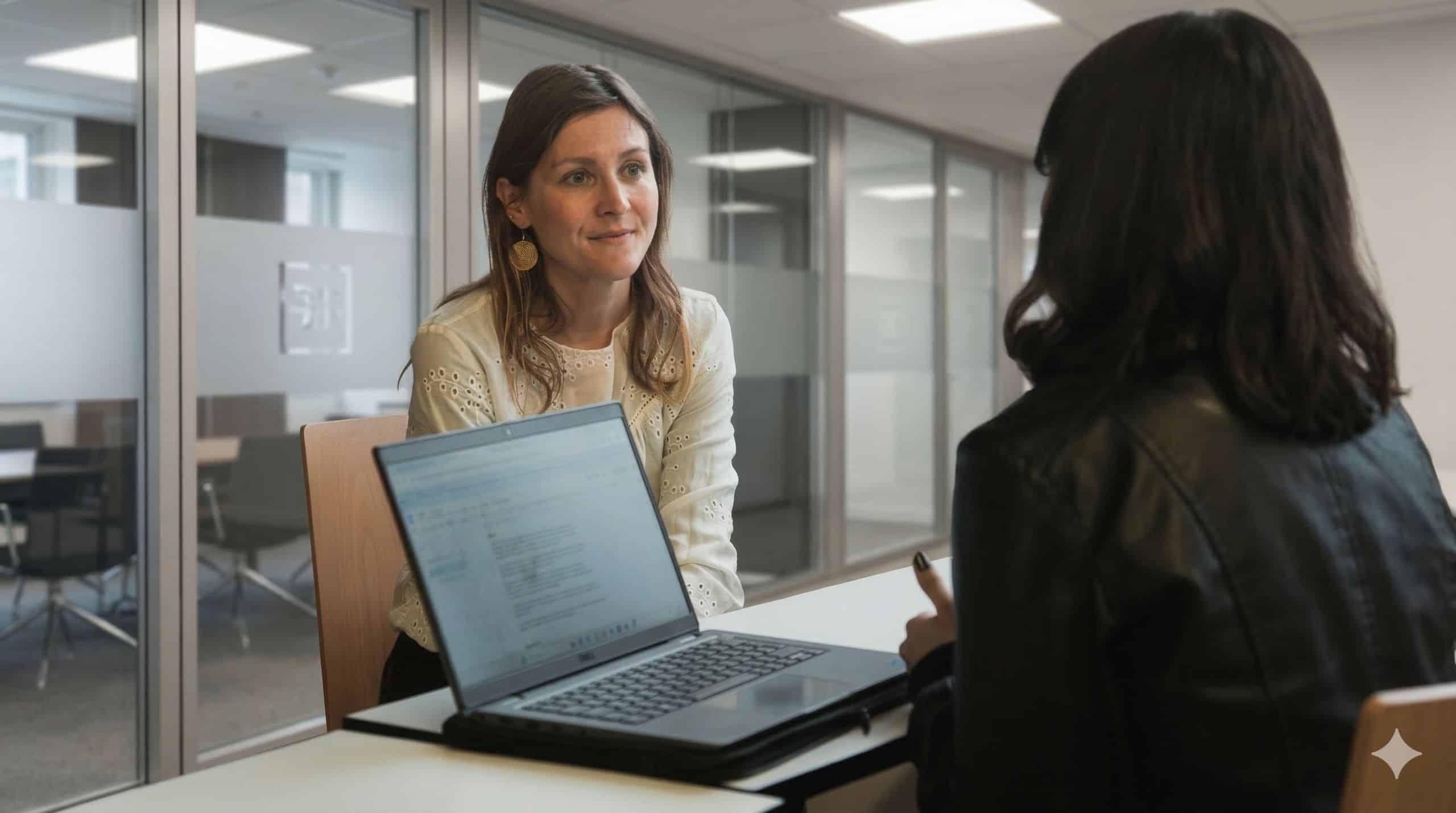 Entretien entre une étudiante et une professionnelle pour travailler son CV et se préparer aux entretiens de recrutement